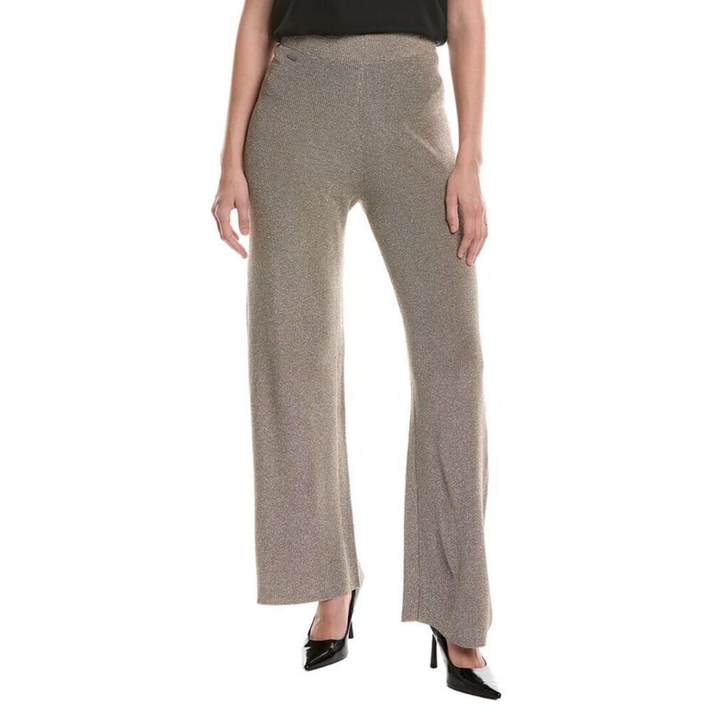 Picadilly Womens  Metallic Wide-Leg Knit Pant, Brown